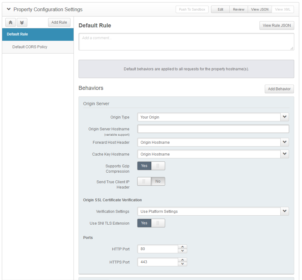 Property Configuration Settings